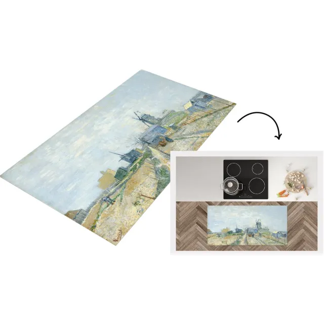 KitchenYeah Keukenloper - Loper keuken - Montmartre: molens en moestuinen - Vincent van Gogh - 120x60 cm - Keukenloper vinyl Multicolor