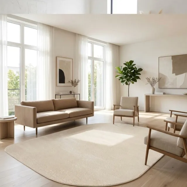 TapisTrend Harig tapijt Beige 160x220 cm Organisch gevormd, asymmetrisch, effen vloerkleed met een zachte pool van 19 mm voor de woonkamer, slaapkamer