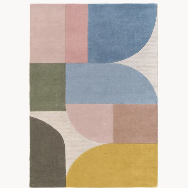 Ted Baker Handgeweven wollen hoogpolig vloerkleed Piccadilly Wit, Kleurrijk