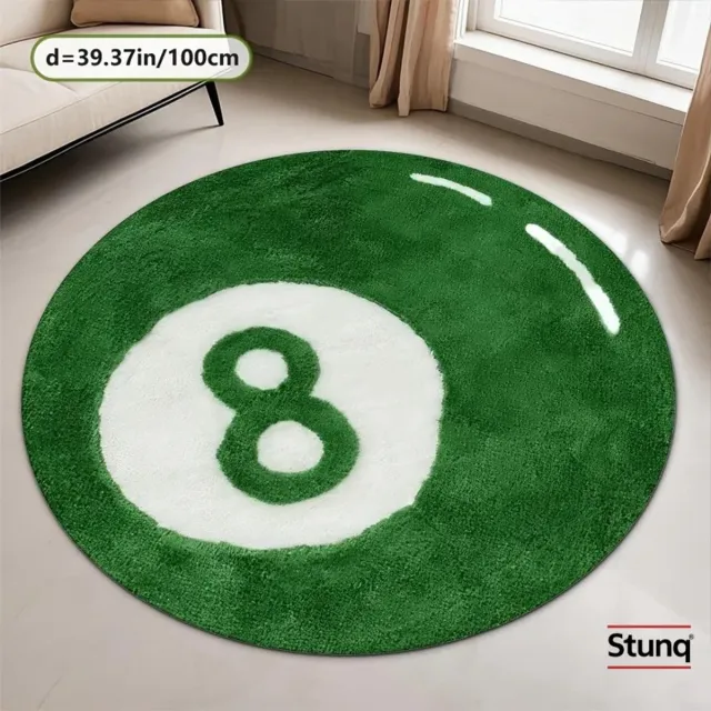 Stunq Rond Vloerkleed met 8-Ball Design - Antislip en Geluidsreducerend Groen