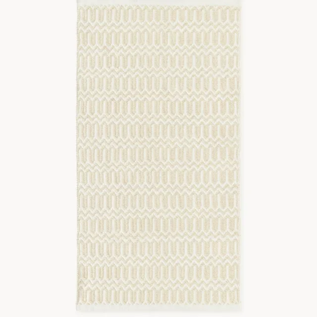 Westwing Collection Handgeweven in- & outdoor vloerkleed Rune met geometrisch patroon Beige