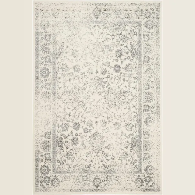 Thuys Distressed Vintage Tapijt – Voor Woonkamer – Eetkamer – Ivoor En Zilver – 155 x 229 cm