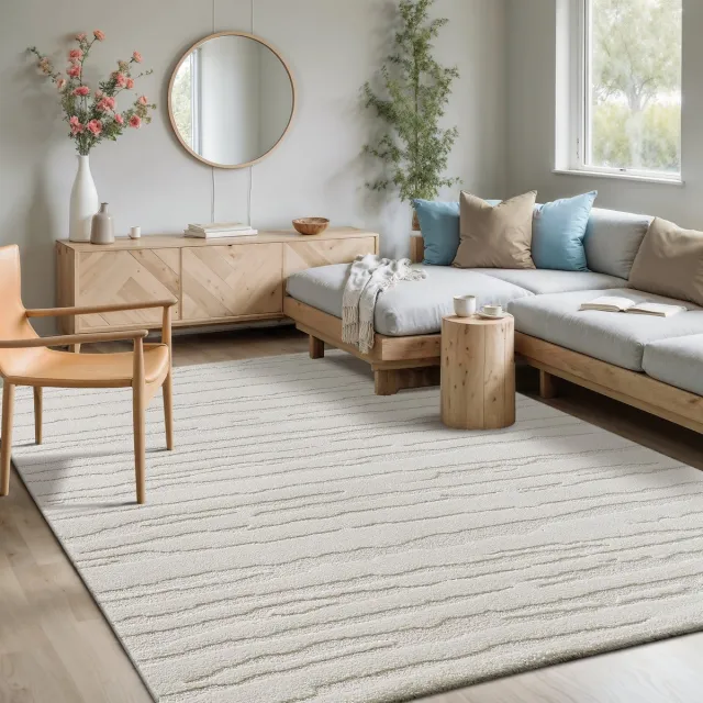 Mia´s Teppiche Mia’s Teppiche Atlas – modern vloerkleed met 3D structuur, fluweelzacht & onderhoudsvriendelijk, crème, 140 x 200 cm
