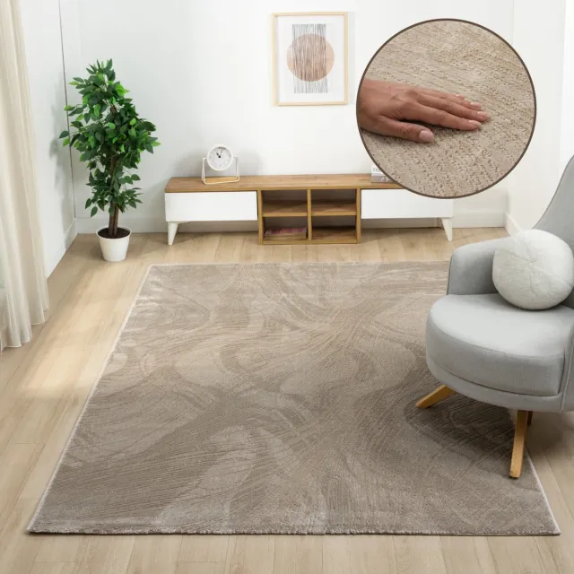 OZ HOME Elyse Wave Vloerkleed Taupe – Organisch Reliëf & Zachte Golfstructuur – 160x230 cm – Laagpolig 10 mm – Duurzaam & Comfortabel - Exclusief Premium Tapijt Elyse Wave (Taupe)