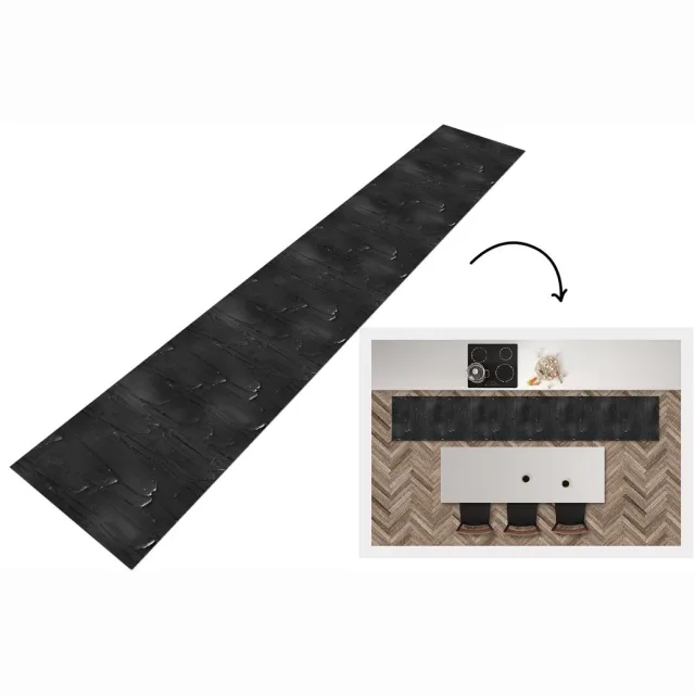KitchenYeah Keukenloper - Keukenmat - Verf - Zwart - Patronen - Keuken vloerkleed Multicolor