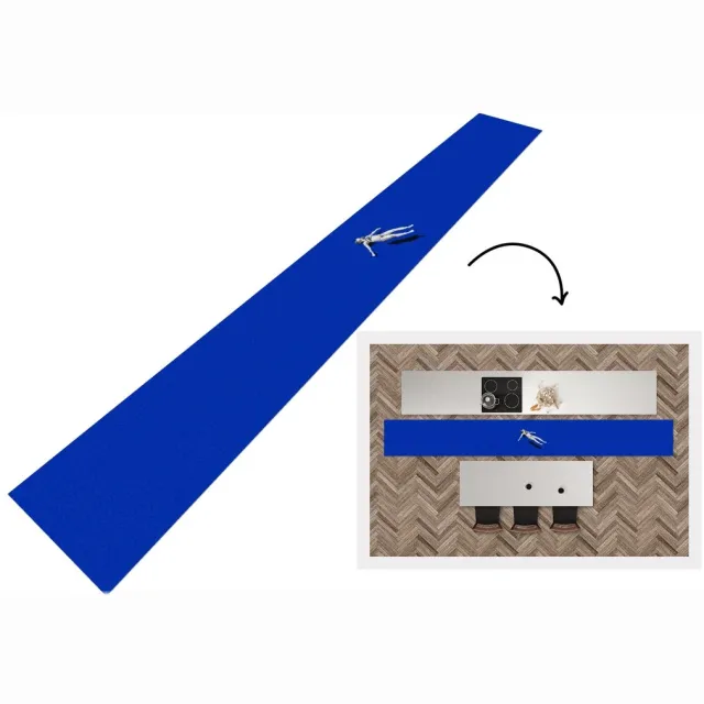 KitchenYeah Keukenloper - Loper keuken - Vintage - Blauw - Vrouw - 400x50 cm - Keukenloper vinyl Multicolor