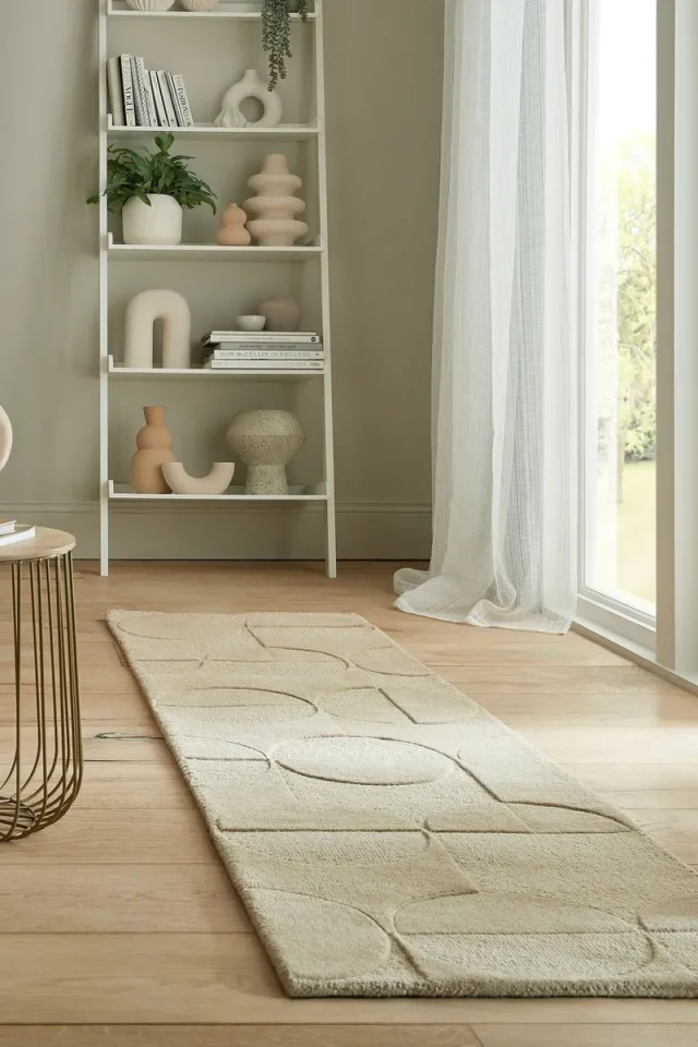 flycarpets Loper Gigi Modern Wol - Geo Vloerkleed - Naturel / Beige Roze