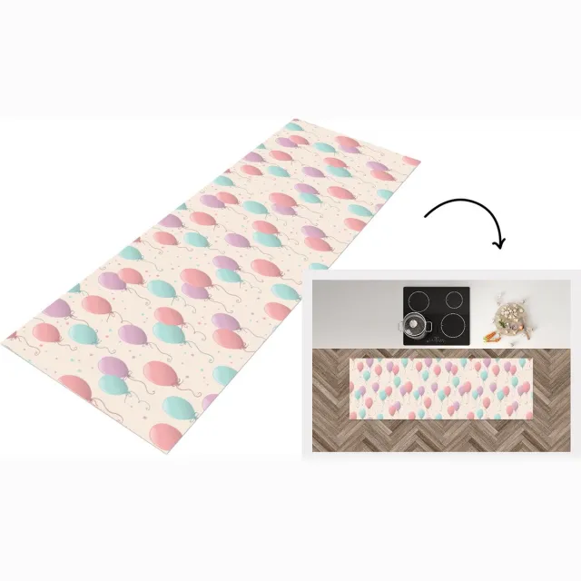 KitchenYeah Keukenloper - Loper keuken - Patronen - Verjaardag - Ballonnen - 180x60 cm - Keukenloper vinyl Multicolor