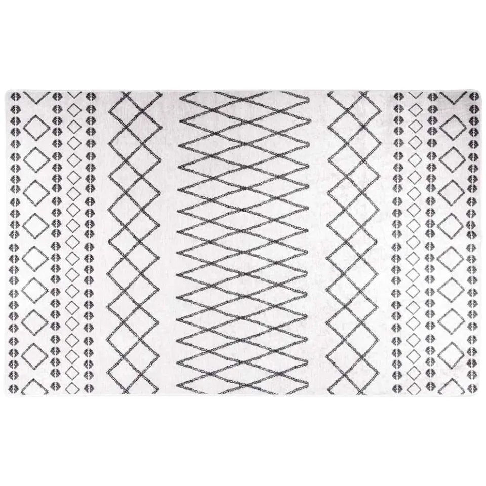 vidaXL Vloerkleed wasbaar 80x150 cm wit en zwart