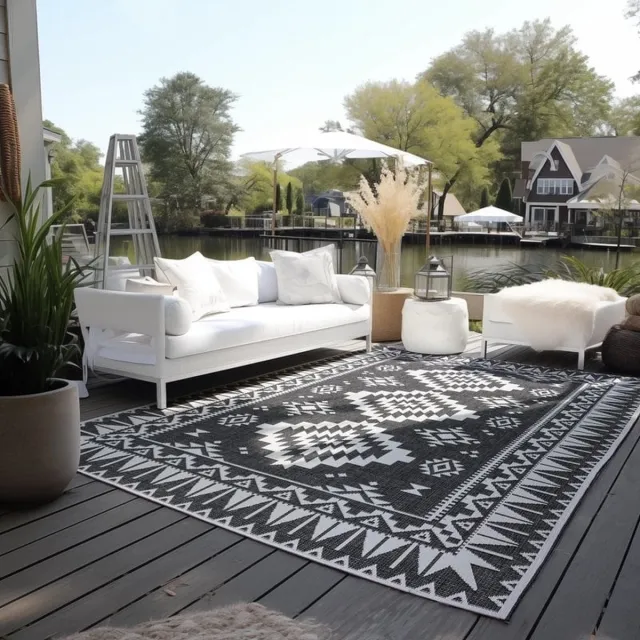 flycarpets Elle Decoration - Binnen & Buitenkleed - Omkeerbaar - Gemini - Zwart - 160x230 cm