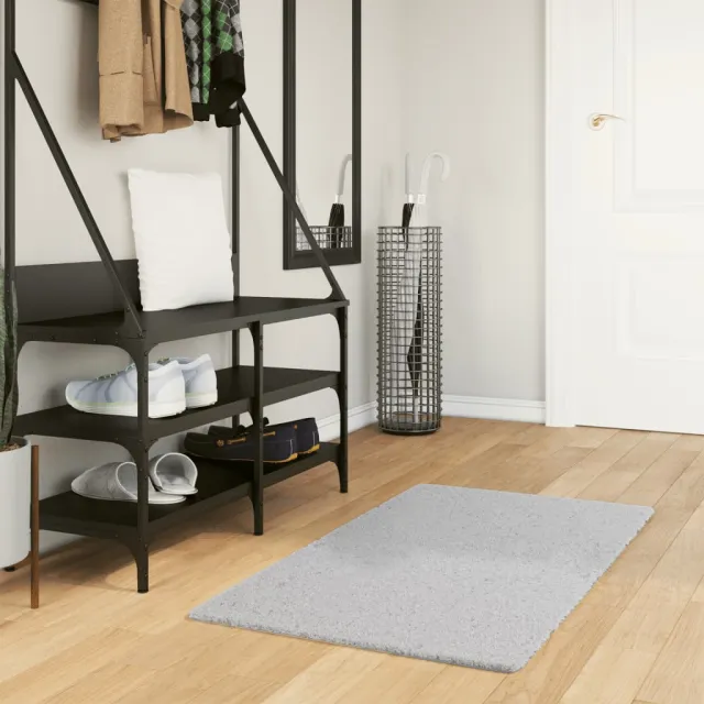 vidaXL Vloerkleed HUARTE laagpolig zacht wasbaar 60x110 cm grijs