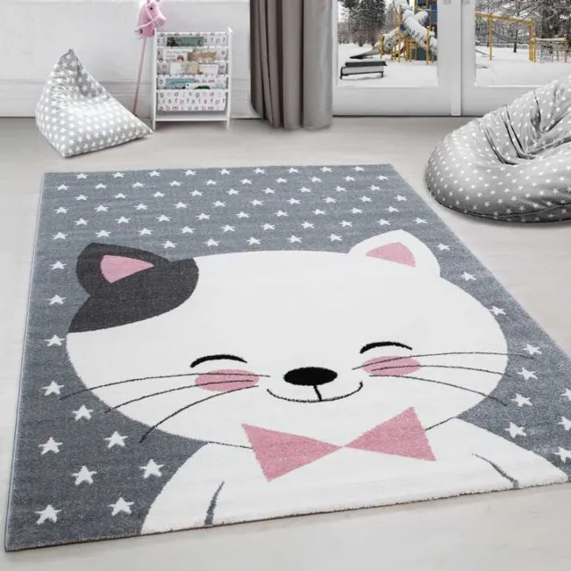 TapisTrend Kinderkleed Roze 120x170 cm Kinderkamerkleed met kat en sterren