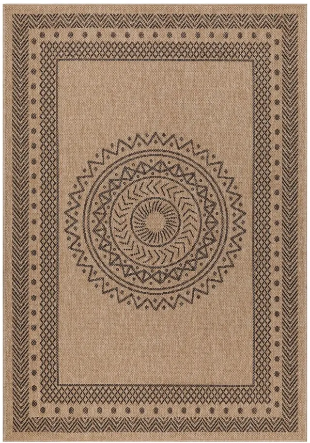 Dutch XXL Buitenkleed | Dhaka | Medaillon | Zwart | 160x230 cm | Buitentapijt | Tuintapijt