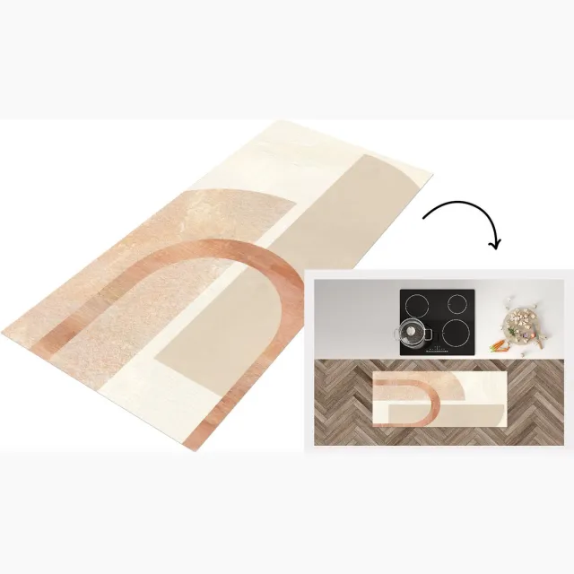 KitchenYeah Keukenloper - Loper keuken - Marmer - Roze - Beige - Keukenloper vinyl Multicolor