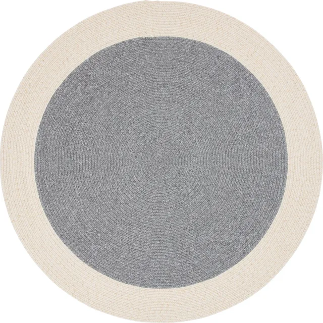 TESSO LIVING Vloerkleed voor binnen en buiten - Omkeerbaar - Sisal look - Weersbestendig - Woonkamer Balkon Keuken - Handgemaakt - Tuintapijt - Modern Boho Jute Stijl - Crème/Zilver - Ø120cm Rond Crème_Zilver