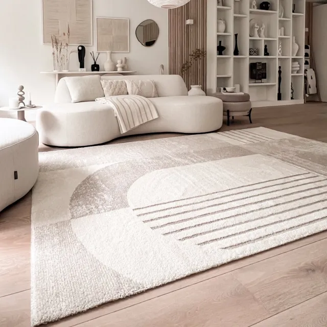 Fraai Hoogpolig vloerkleed - Serene Shapes Creme | Vredig! - 120x170cm Crème