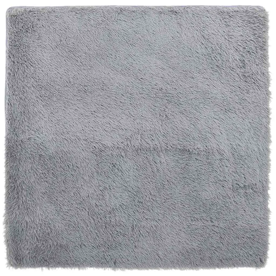 vidaXL Hoogpolig vloerkleed NAVARRA 240x240 cm polyester lichtgrijs