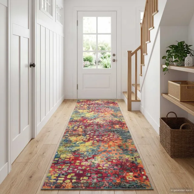 vidaXL Vloerkleedloper LESAKA kleurrijk 80 x 200 cm Diamantvelours meerkleurig, foto 2