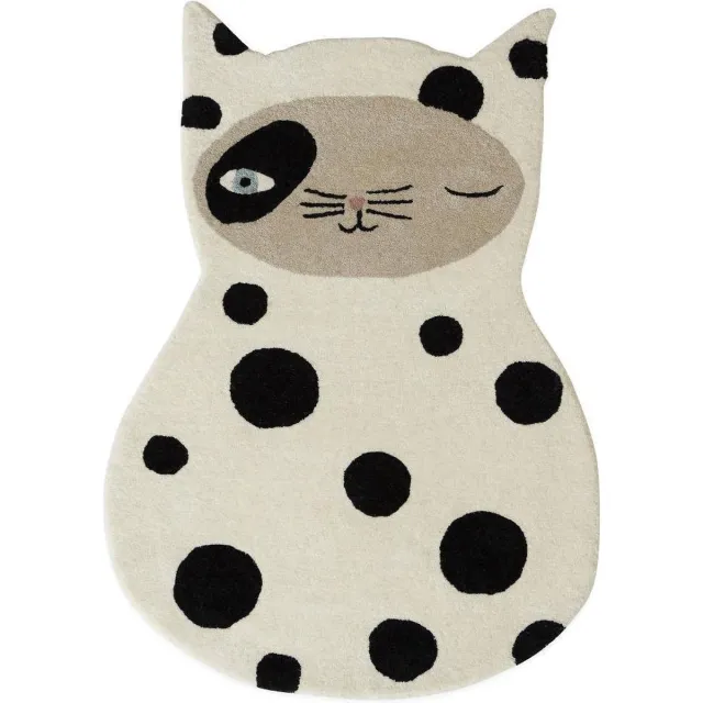 OYOY Vloerkleed Zorro Cat - voor de kinderkamer of babykamer - OYOY zwart-wit