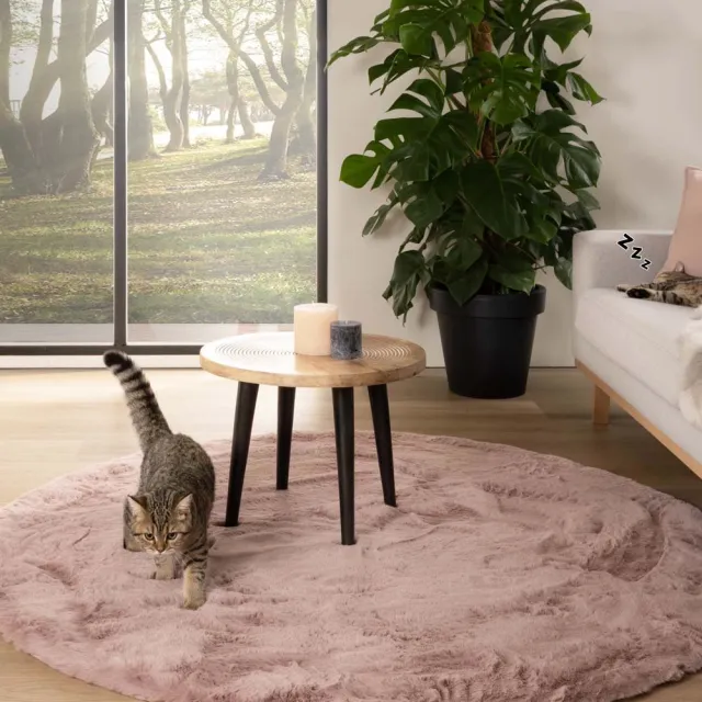 Tapeso Rond hoogpolig vloerkleed - Comfy Plus roze 200