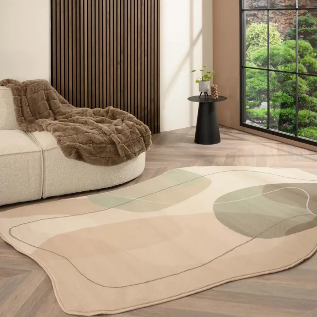 Tapeso Organisch vloerkleed - Ease Stone zachtgroen
