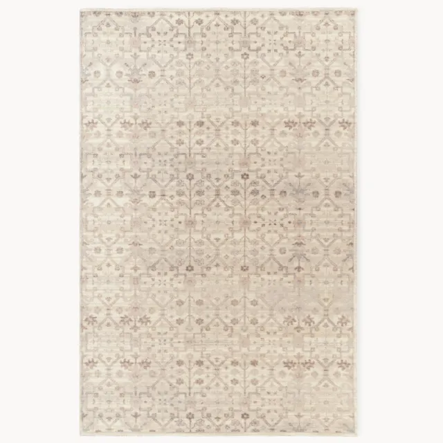 Westwing Collection Handgeweven laagpolig vloerkleed Rosalie met ornamenten Beige
