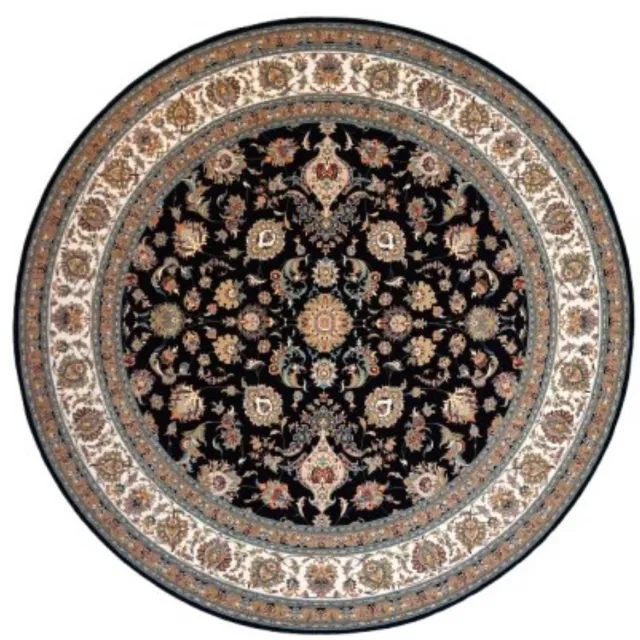 SusaStyle Perzisch Vloerkleed – Afshan Darkblue – Tapijt 250 cm - Rond donkerblauw/zwart
