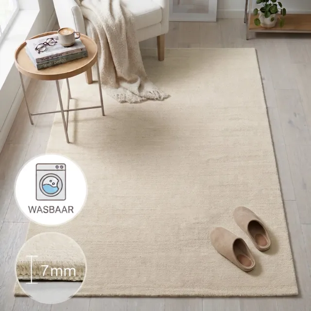 Moonay Istanbul vloerkleed - Laagpolig 7 mm - Wasbaar & antislip - Creme - 120x170 cm