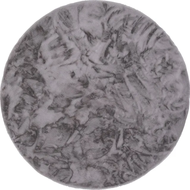 Pergamon Luxe Super Zachte Bont Vloerkleed Tapijt Plush Rond Grijs