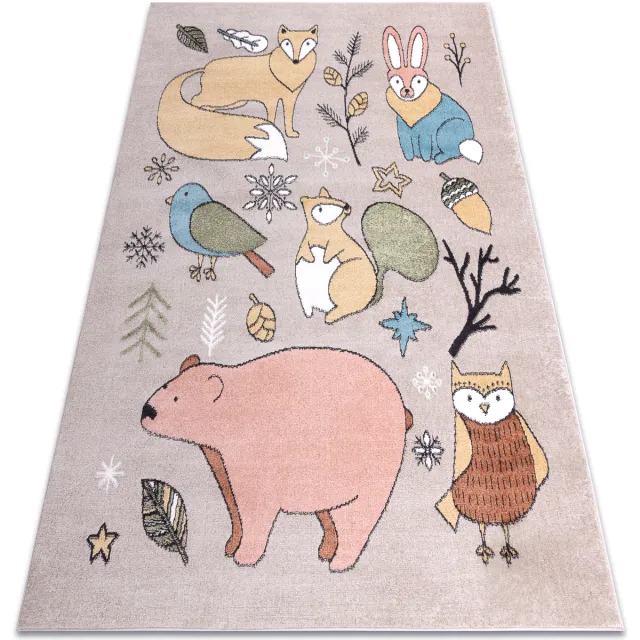 RUGSX Kleden Rugsx Tapijt FUN Forester voor kinderen, dieren, bos 160x220 cm Beige