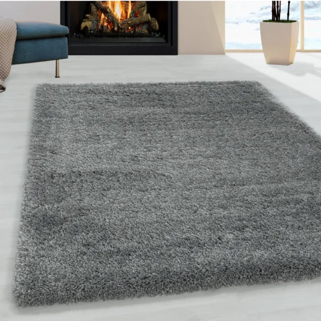 TapisTrend Harig tapijt Grijs 160x230 cm Effen, pluizig vloerkleed met een lange pool van 30 mm, zacht en zacht voor de woonkamer en slaapkamer