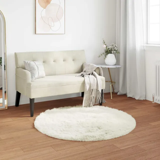 vidaXL Tapijt van imitatie TAFALLA Wit Ø 80 cm Polyester, foto 2