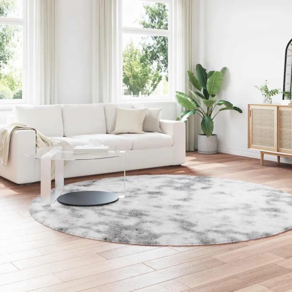 vidaXL Hoogpolig vloerkleed NAVARRA 240x240 cm polyester zilvergrijs, foto 3