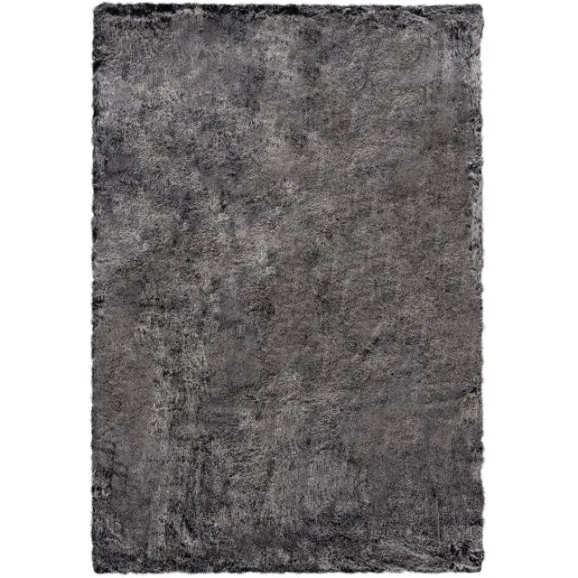 Padiro pluizig hoogpolig vloerkleed 80 x 150 cm - donkergrijs - modern effen ontwerp - voor vloerverwarming - van modacryl, polyester en katoen