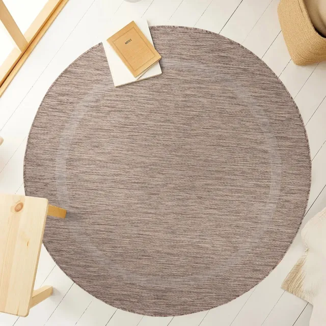 Muratap Relax Uni Binnen en Buiten - Rond Vloerkleed - Indoor & Outdoor - Laagpolig Effen - Bruin