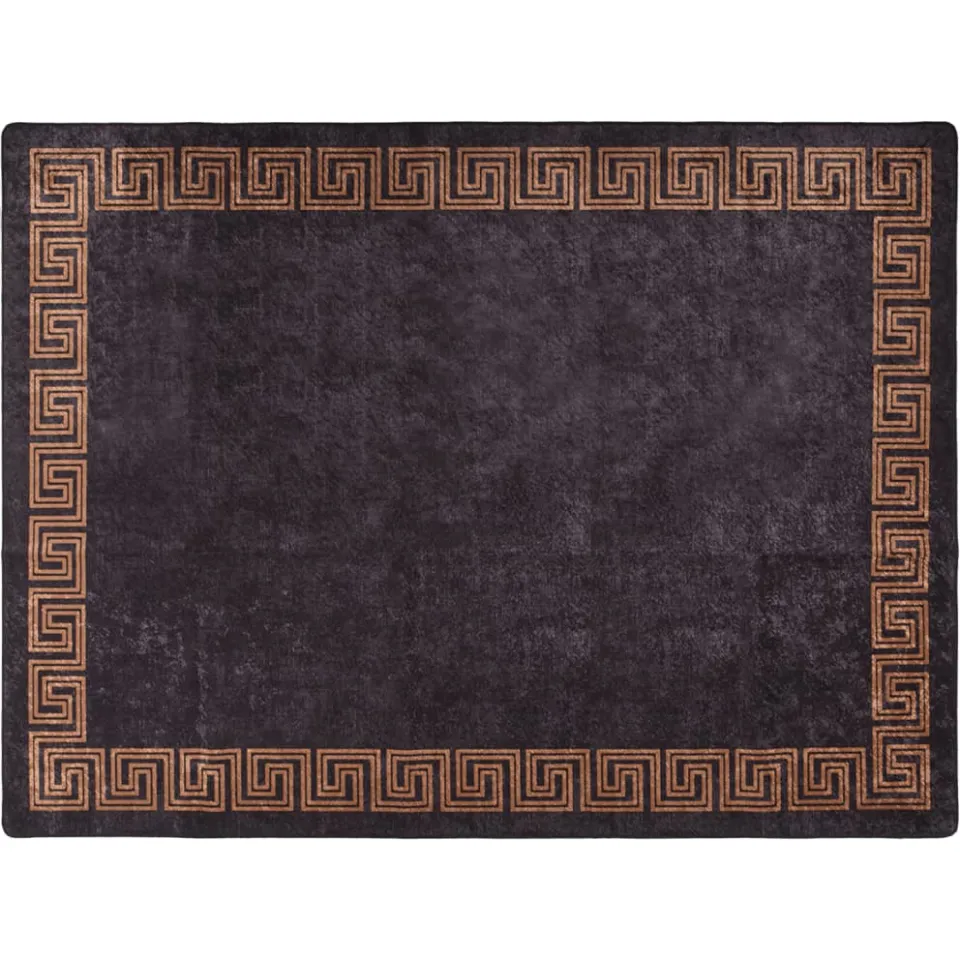 vidaXL Vloerkleed wasbaar 400x300 cm zwart en goudkleurig, foto 3