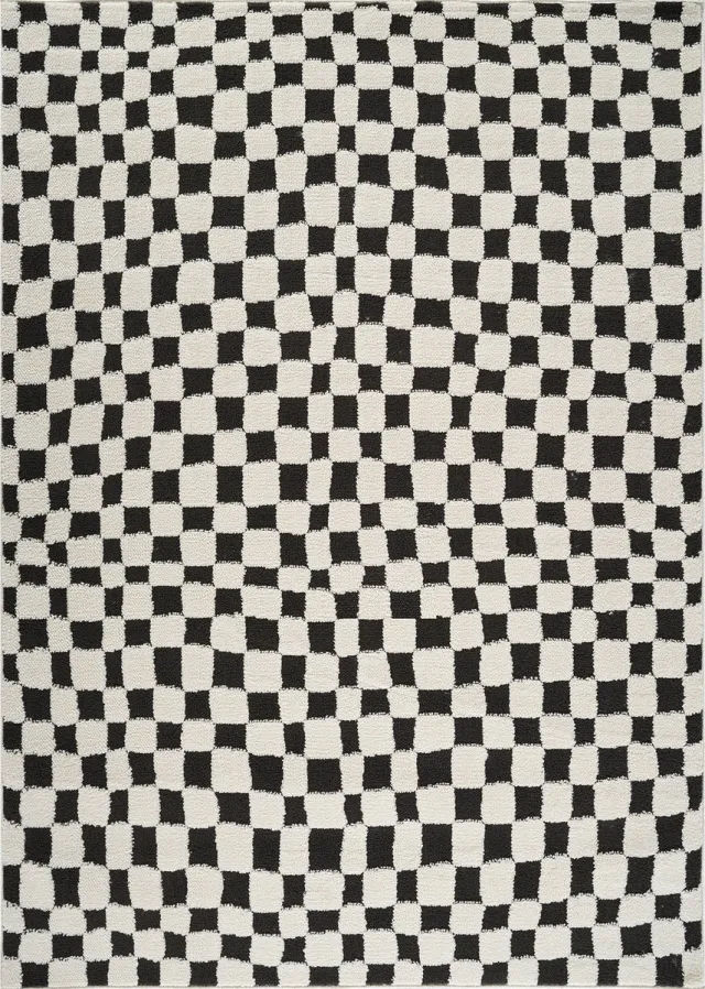 Surya Irina vloerkleed modern scandinavisch ruitpatroon zwart wit, foto 2