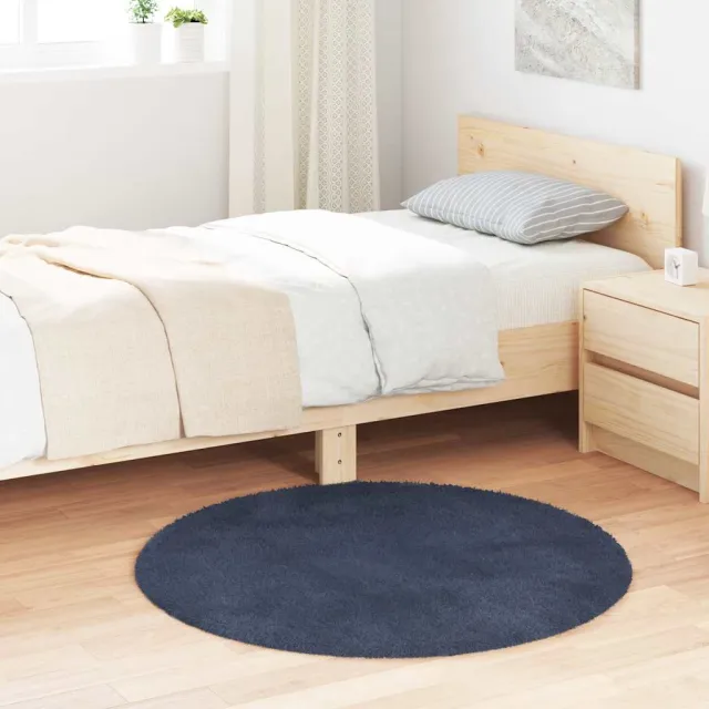 vidaXL Hoogpolig vloerkleed NAVARRA 100x100 cm polyester marineblauw, foto 2