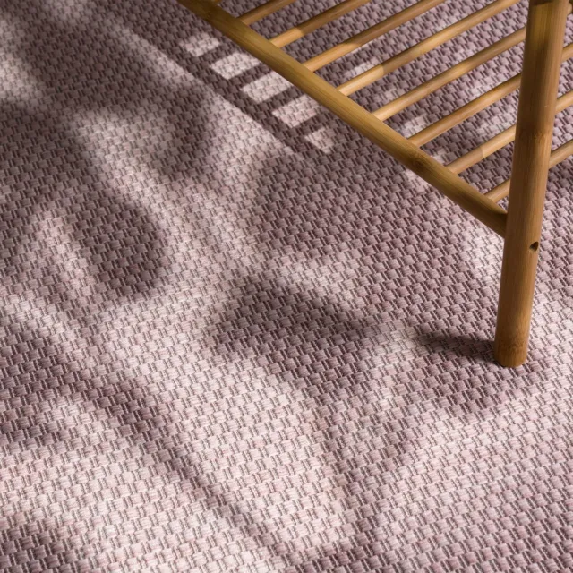 Paco Home In-& Outdoor Balkon Terras Keukenvloerkleed Eenkleurig Gemêleerd Patroon 80 cm Rund Pink