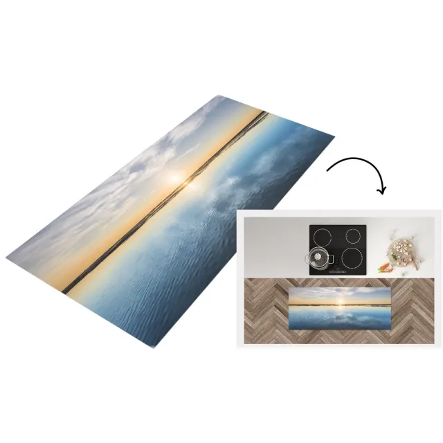 KitchenYeah Keukenloper - Loper keuken - Waddeneilanden - Water - Zon - Keukenloper vinyl Multicolor