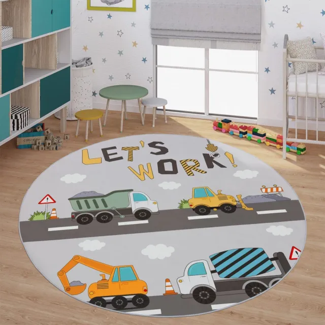 TT Home Kinderkamertapijt tapijt jongen meisje kinderkamertapijt baby antislip straat 160 x 160 cm Rond 160 x 160 cm Rond grijs