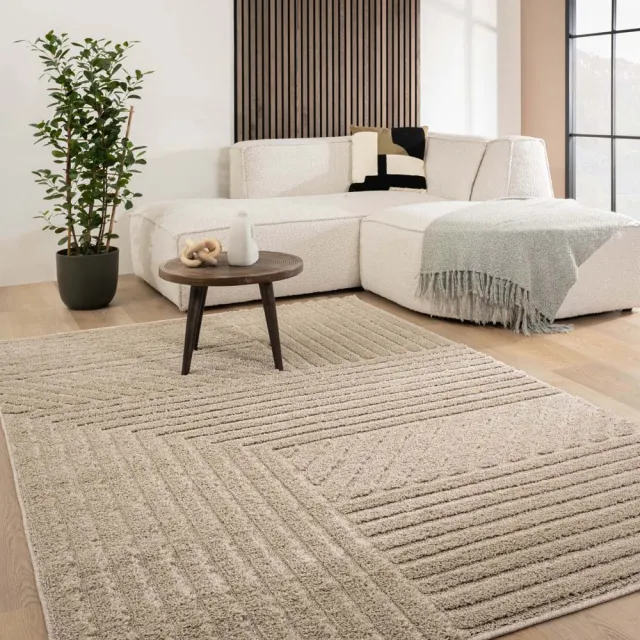 Tapeso Scandinavisch vloerkleed - Arc Edge beige 200x300