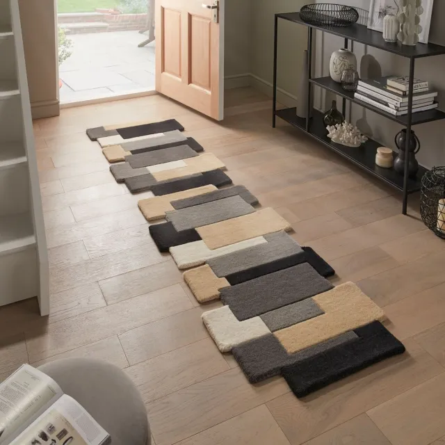 flycarpets Loper Abstract Modern Stracto Collage - Organische Vorm Vloerkleed - Multi Beige