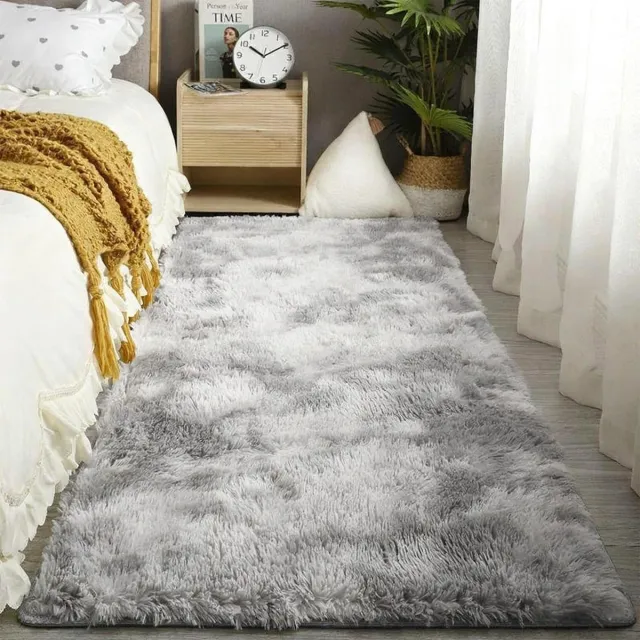 Unyqoos Zacht en wasbaar hoogpolig vloerkleed met antislip voor woon- en slaapkamer grijs