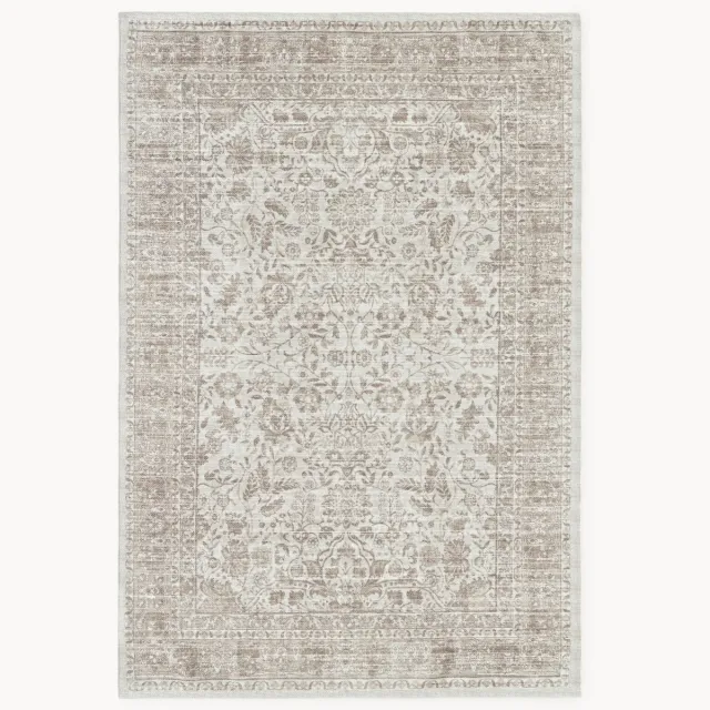Westwing Collection Handgeweven in- & outdoor vloerkleed Tiara met vintage patroon Beige