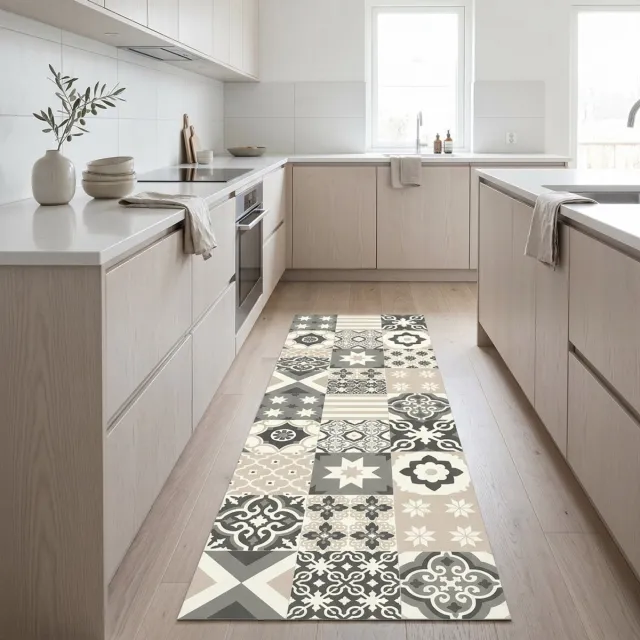 JYG Keukenloper vinyl 60x80 cm - Tegelmotief - JYG Genova Beige - Grijs