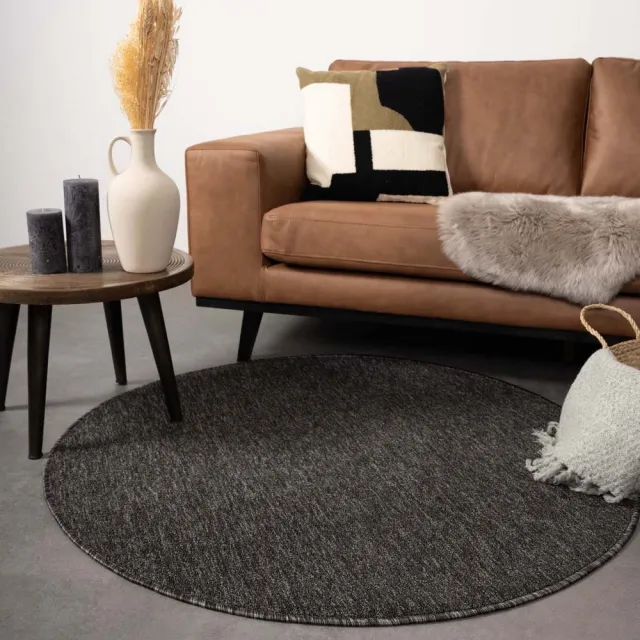 Tapeso Rond vloerkleed - Lush antraciet 240