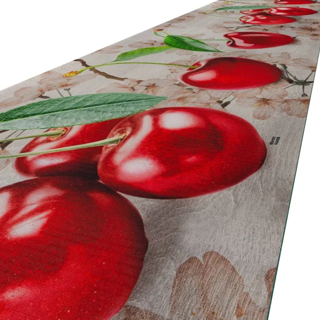 ANRO Keukenloper Kersen Grijs 300x52cm – Antislip Gangloper Tapijtloper 3 mm Laagpolig