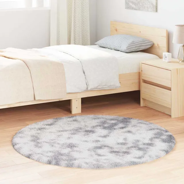 vidaXL Hoogpolig vloerkleed NAVARRA 120x120 cm polyester zilvergrijs, foto 2