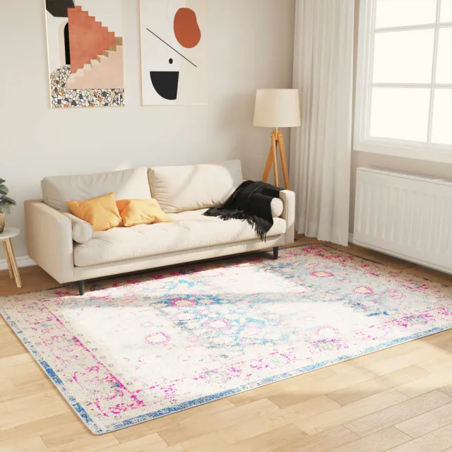 vidaXL Vloerkleed wasbaar 160x230 cm meerkleurig Blauw